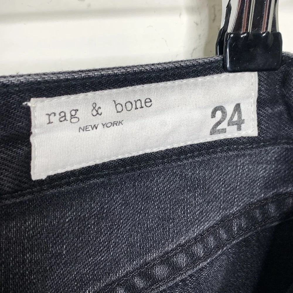 rag & bone Anna Raven Black Raw Hem Full Zip Front Mini Skirt Denim Size 24 - Picture 5 of 12